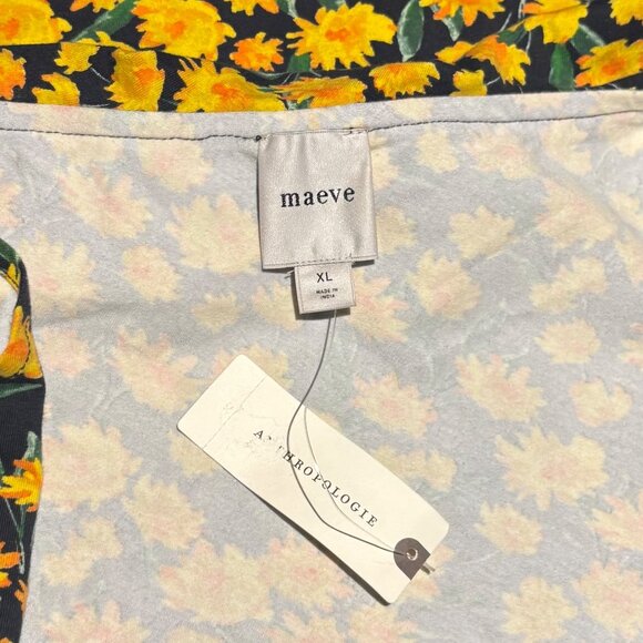 Maeve Anthropologie One-Shoulder Ruffled Floral Top Size XL Yellow - Picture 8 of 9